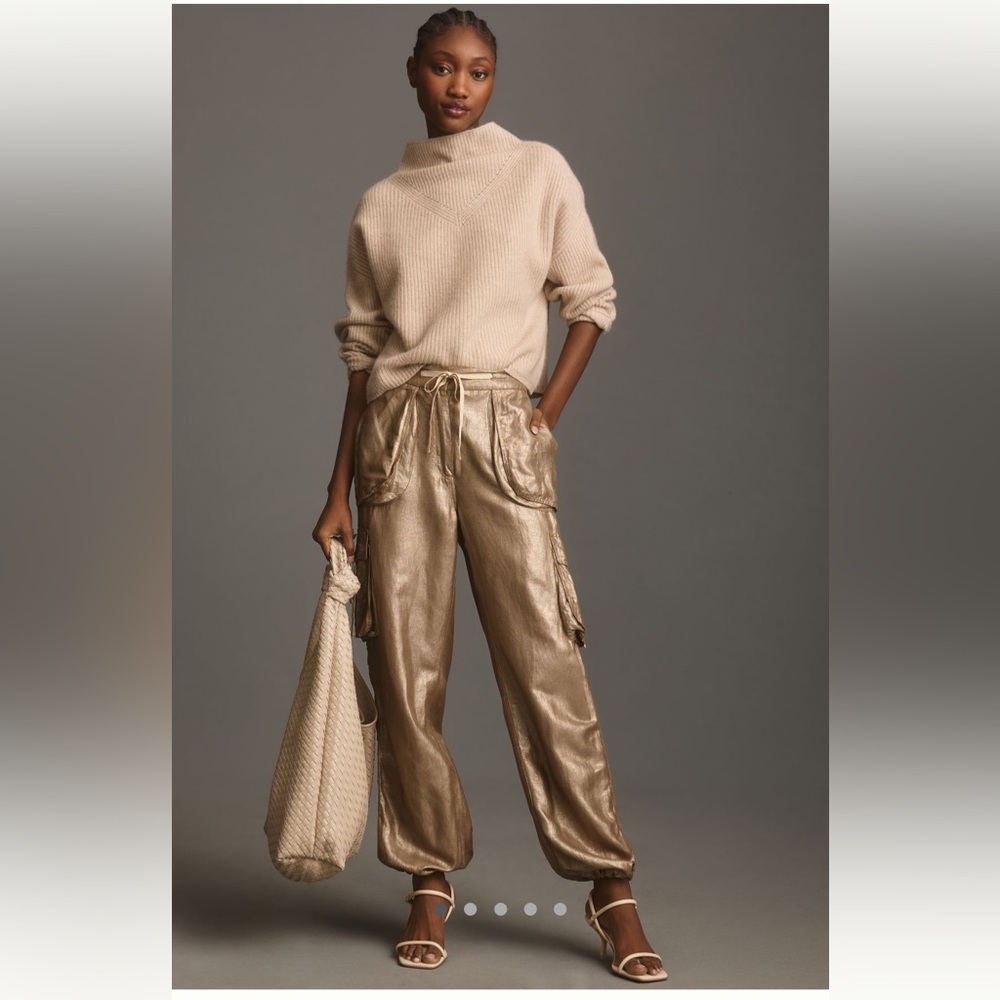 Anthropologie Le Superbe Metallic Super Cargo Pants
